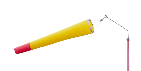 Image showing Yellow windsock indicating strong wind 