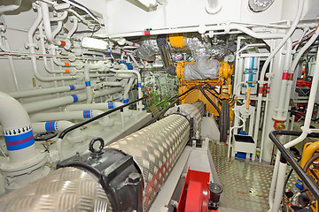 Image showing Engine room on a cargo boat 