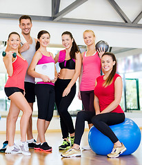 Image showing group of smiling people in the gym