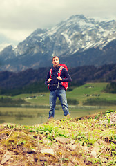 Image showing tourist with beard and backpack