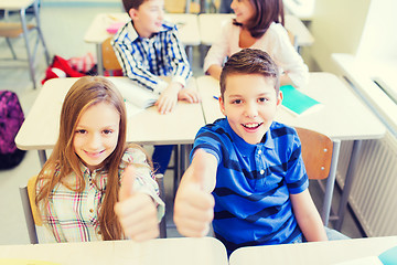 Image showing group of school kids showing thumbs up