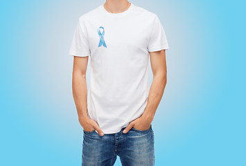 Image showing man with blue prostate cancer awareness ribbon