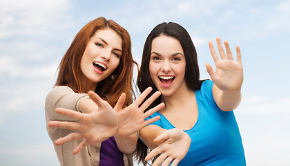 Image showing smiling teenage girls having fun