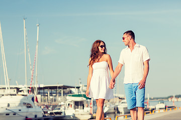 Image showing smiling couple in city