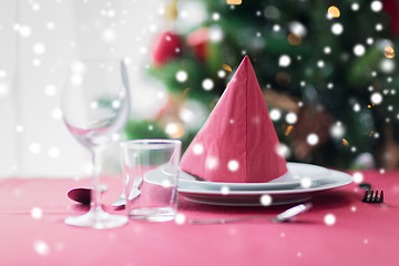 Image showing room with christmas tree and decorated table