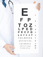 Image showing male ophthalmologist with eye chart