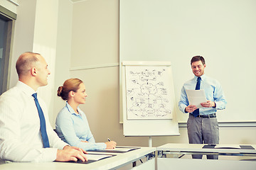 Image showing group of smiling businesspeople meeting in office