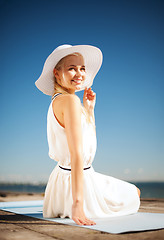 Image showing beautiful woman enjoying summer outdoors