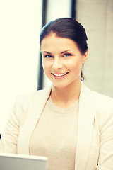 Image showing happy woman with laptop computer