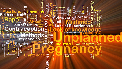 Image showing Unplanned pregnancy background concept glowing