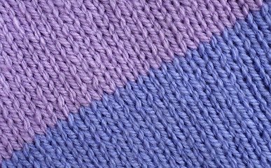 Image showing Stocking stitch knitting in lilac and blue