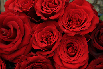 Image showing Red roses in a bridal bouquet