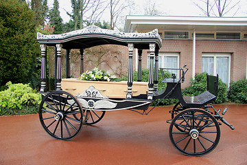 Image showing Casket on a funeral carriage