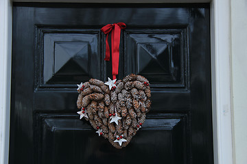 Image showing Christmas decoration on front door