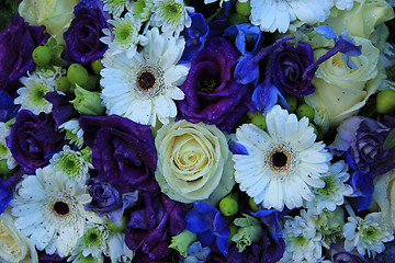 Image showing Bridal arrangement in blue and white