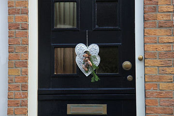 Image showing Front door with Christmas decorations