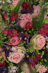 Image showing Wedding arrangement in pink and purple