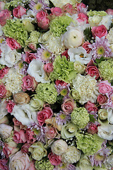 Image showing Pink, green and white bridal arrangement