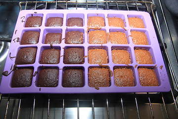 Image showing Cooked cakes in a tray