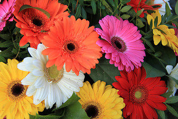 Image showing Gerberas in a colorful bridal bouquet