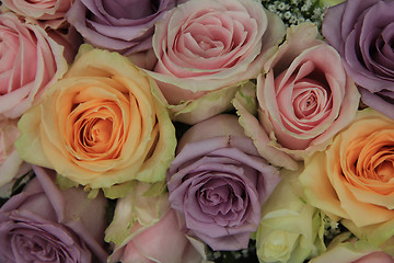 Image showing Pastel roses in bridal arrangement