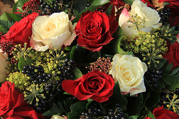 Image showing Red and white rose bridal bouquet