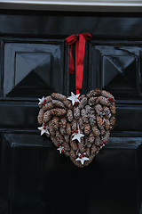 Image showing Christmas decoration on front door