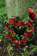 Image showing Heart shaped sympathy flowers