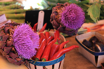 Image showing Artichokes and peppers