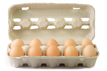 Image showing Brown Eggs in a Cardboard