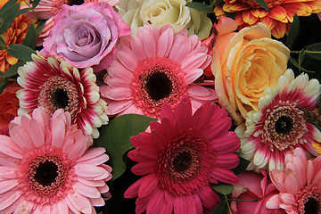 Image showing Gerberas and roses in bridal bouquet