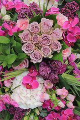 Image showing pink and purple wedding flowers