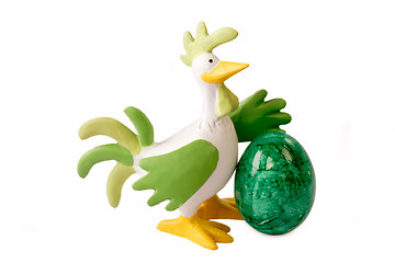 Image showing Cock with green egg