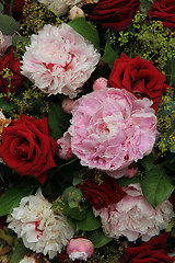 Image showing Peonies and roses in a bridal bouquet