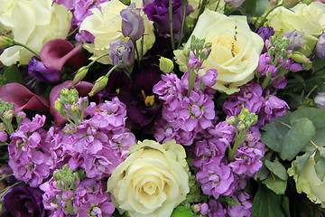 Image showing Purple and white bridal arrangement