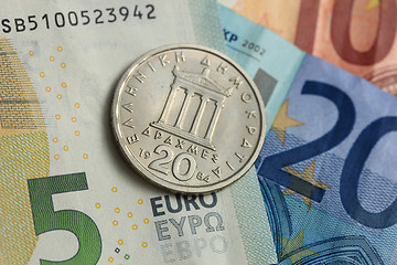 Image showing Greek and euro money