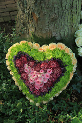 Image showing Heart shaped sympathy flower arrangement