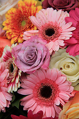 Image showing Gerberas and roses in bridal bouquet