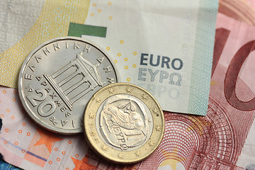 Image showing Greek and euro money