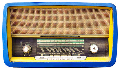 Image showing Blue Wooden Tuner Radio