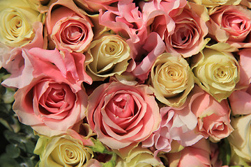 Image showing White and pink roses in wedding arrangement