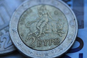 Image showing Greek 2 euro close up