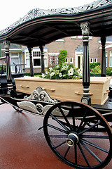 Image showing Casket on a funeral carriage