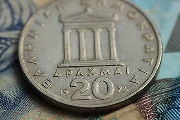 Image showing Greek and euro money