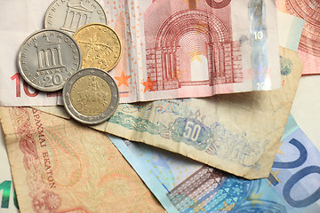 Image showing Greek and euro money