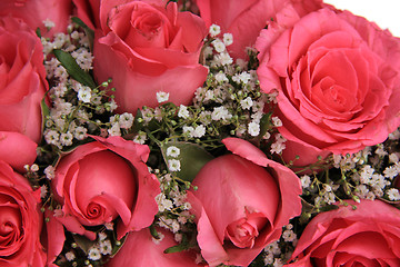 Image showing Pink roses in a bridal arrangement