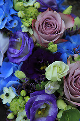 Image showing Blue and purple bridal bouquet