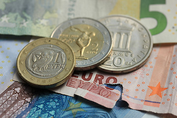 Image showing Greek and euro money