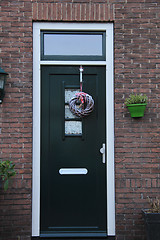 Image showing Front door with Christmas decorations