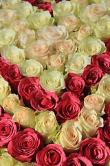 Image showing Pink roses in different shades in wedding arrangement